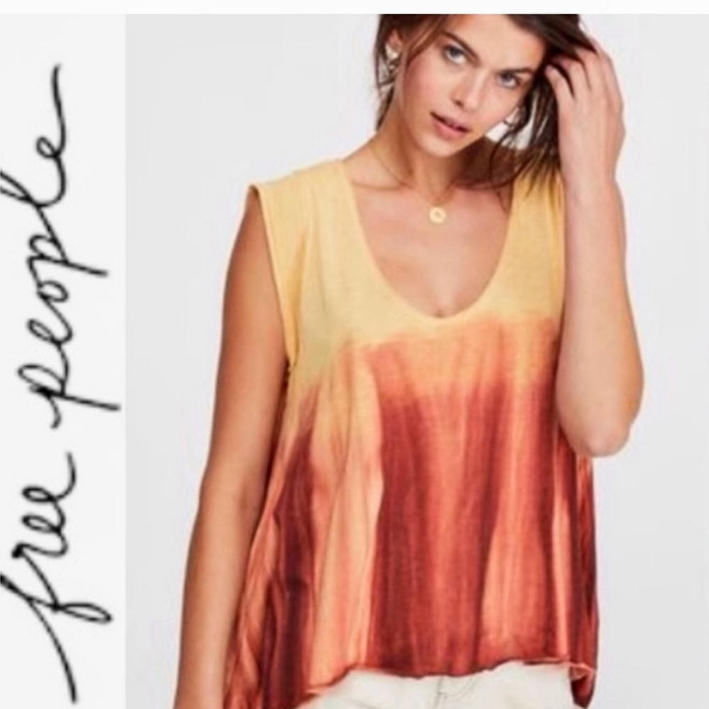NWT Free People Paradise Tee Ombre Sunset Combo - Small